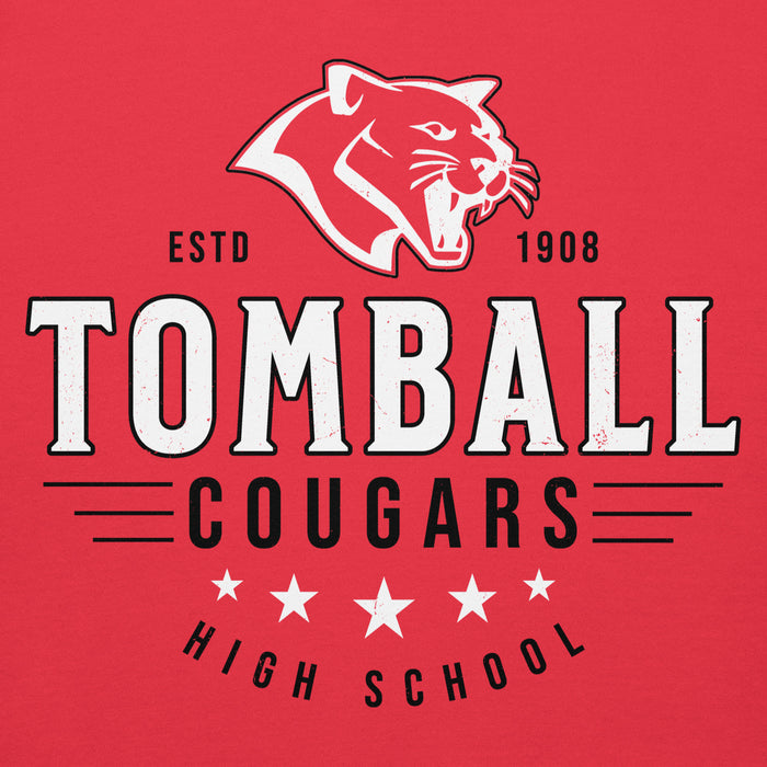 Close-up view of Tomball High School Cougars Red Premium Unisex Hoodie 217