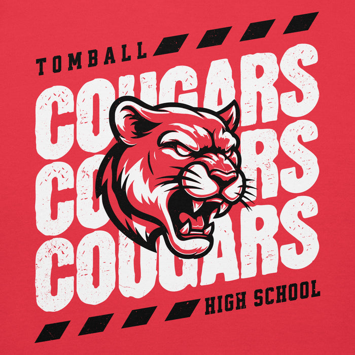 Close-up view of Tomball High School Cougars Red Premium Unisex Hoodie 223