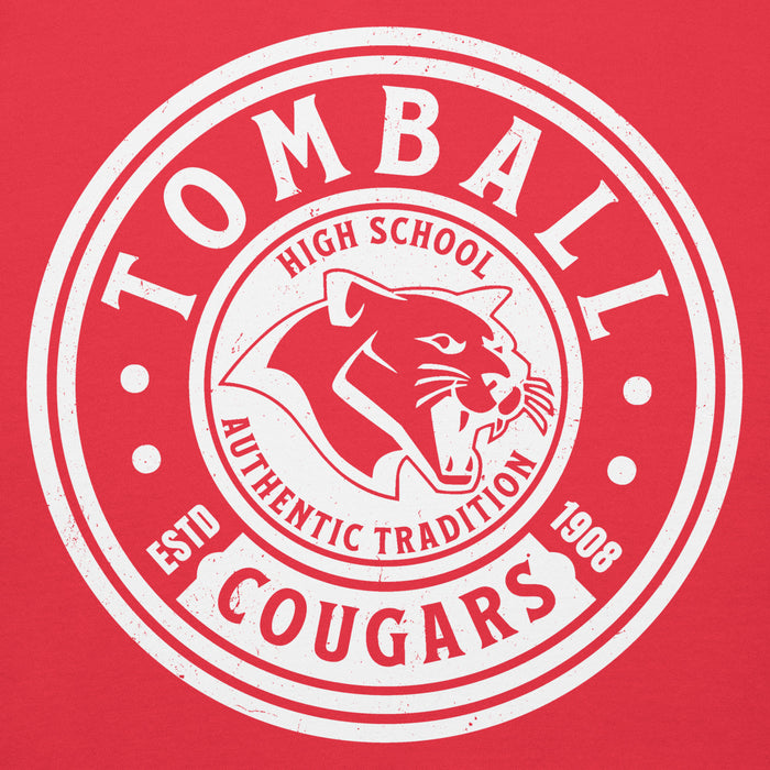 Close-up view of Tomball High School Cougars Red Premium Unisex Hoodie 220