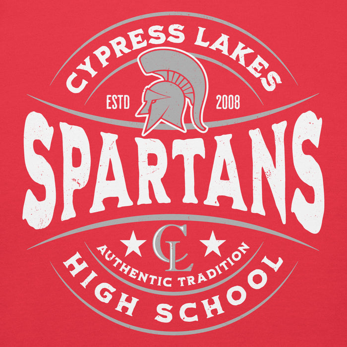 Close-up view of Cypress Lakes High School Spartans Team Red Premium Unisex Hoodies 218