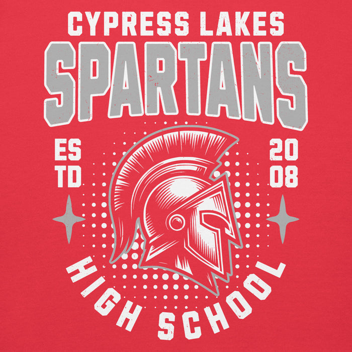 Close-up view of Cypress Lakes High School Spartans Team Red Premium Unisex Hoodies 204