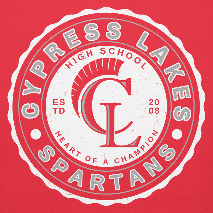 Close-up view of Cypress Lakes High School Spartans Team Red Premium Unisex Hoodies 216