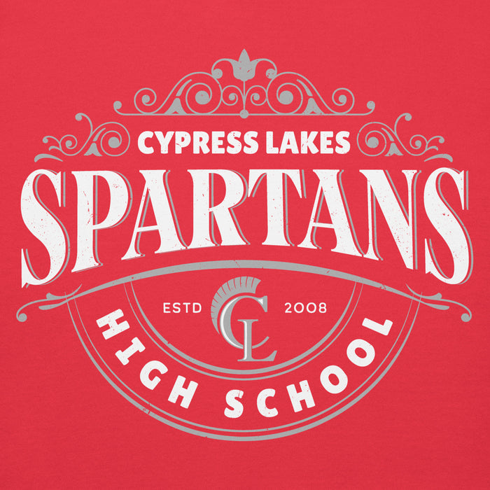 Close-up view of Cypress Lakes High School Spartans Team Red Premium Unisex Hoodies 211