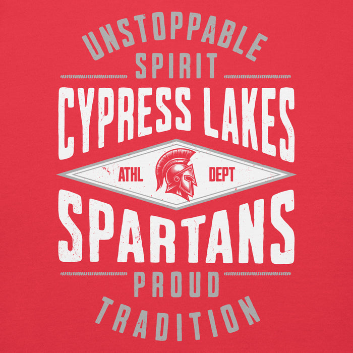 Close-up view of Cypress Lakes High School Spartans Team Red Premium Unisex Hoodies 210