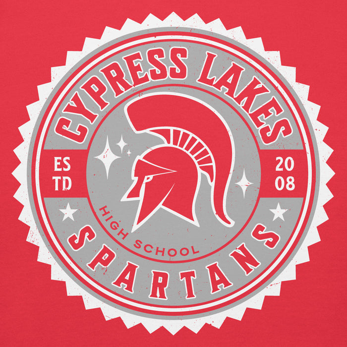 Close-up view of Cypress Lakes High School Spartans Team Red Premium Unisex Hoodies 203