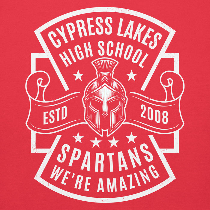 Close-up view of Cypress Lakes High School Spartans Team Red Premium Unisex Hoodies 207
