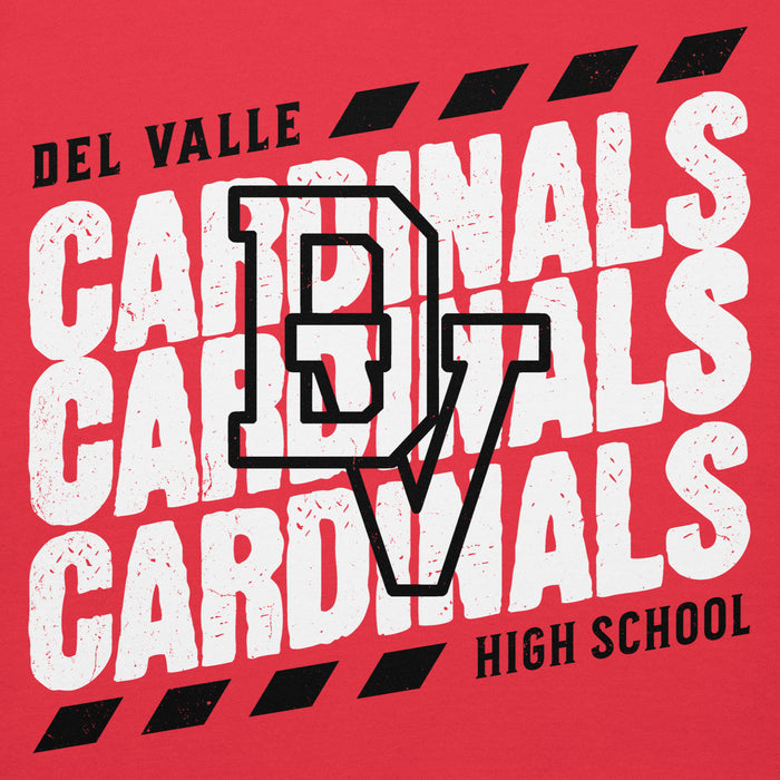 Close-up view of Del Valle High School Cardinals Red Premium Unisex Hoodie 223