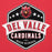 Close-up view of Del Valle High School Cardinals Red Premium Unisex Hoodie 209