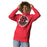 Woman wearing Del Valle High School Cardinals Red Premium Unisex Hoodie 203
