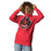 Woman wearing Del Valle High School Cardinals Red Premium Unisex Hoodie 215