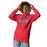 Woman wearing Del Valle High School Cardinals Red Premium Unisex Hoodie 009