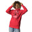 Woman wearing Del Valle High School Cardinals Red Premium Unisex Hoodie 207