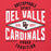 Close-up view of Del Valle High School Cardinals Red Premium Unisex Hoodie 210