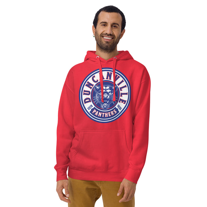 Man wearing Duncanville High School Panthers Red Premium Hoodie 220