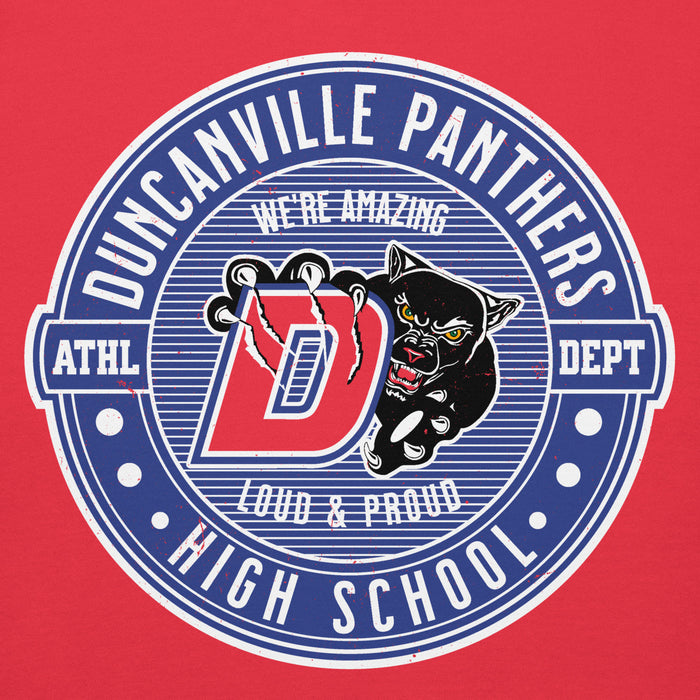 Close-up view of Duncanville High School Panthers Red Premium Hoodie 214