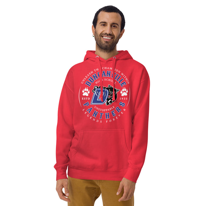Man wearing Duncanville High School Panthers Red Premium Hoodie 214