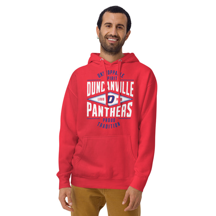 Man wearing Duncanville High School Panthers Red Premium Hoodie 210