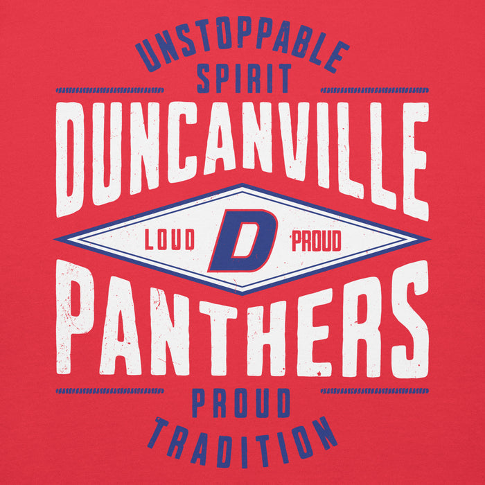Close-up view of Duncanville High School Panthers Red Premium Hoodie 210