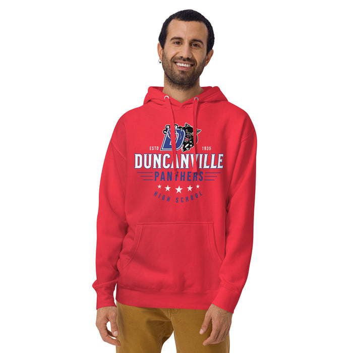 Man wearing Duncanville High School Panthers Red Premium Hoodie 217