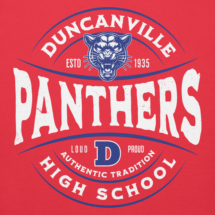 Close-up view of Duncanville High School Panthers Red Premium Hoodie 218