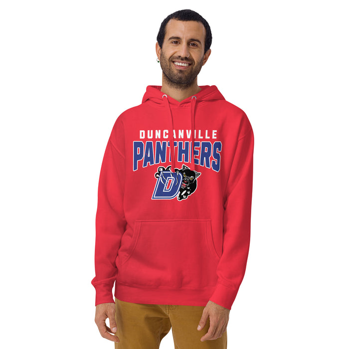 Man wearing Duncanville High School Panthers Red Premium Hoodie 234