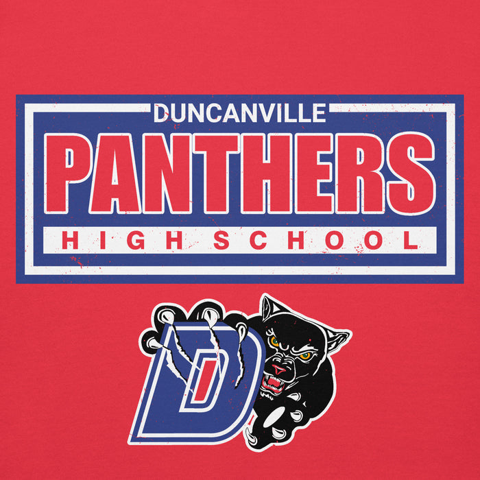 Close-up view of Duncanville High School Panthers Red Premium Hoodie 049