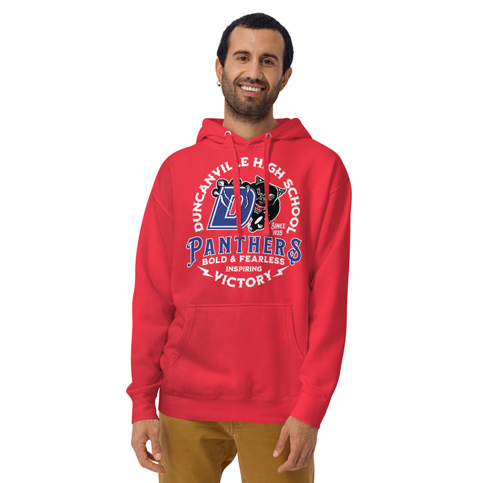 Man wearing Duncanville High School Panthers Red Premium Hoodie 206
