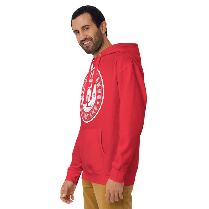 Man wearing Cypress Lakes High School Spartans Team Red Premium Unisex Hoodies 216
