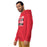 Man wearing Del Valle High School Cardinals Red Premium Unisex Hoodie 238