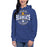 Woman wearing a Klein High School Bearkats Premium Royal Unisex Hoodie 201