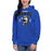 Woman wearing Hebron High School Hawks Royal Blue Premium Unisex Hoodie 213