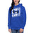 Woman wearing Hebron High School Hawks Royal Blue Premium Unisex Hoodie 223