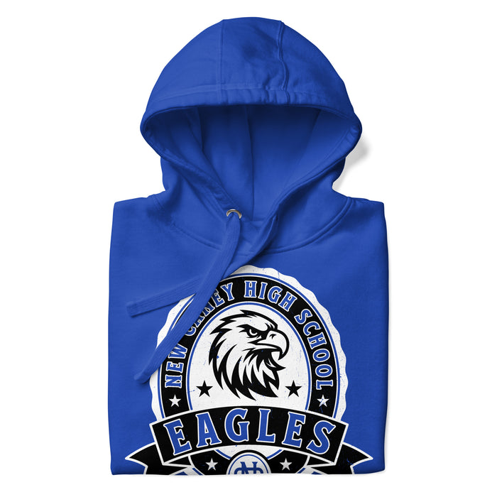 Neatly folded New Caney High School Eagles Royal Blue Premium Unisex Hoodie 212