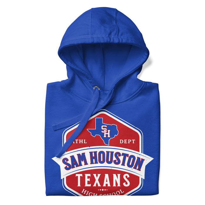 Neatly folded Sam Houston High School Texans Royal Blue Premium Unisex Hoodie 209