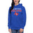 Woman wearing Sam Houston High School Texans Royal Blue Premium Unisex Hoodie 222