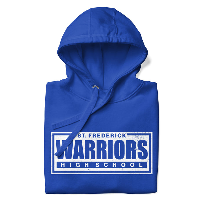 Neatly folded view of St. Frederick High School Warriors Royal Blue Premium Unisex Hoodie 049