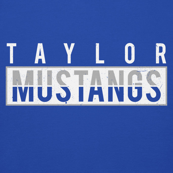 Close-up view of Taylor High School Mustangs Royal Blue Premium Unisex Hoodie 031