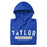 Neatly folded view of Taylor High School Mustangs Royal Blue Premium Unisex Hoodie 021