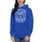 Woman wearing Taylor High School Mustangs Royal Blue Premium Unisex Hoodie 207