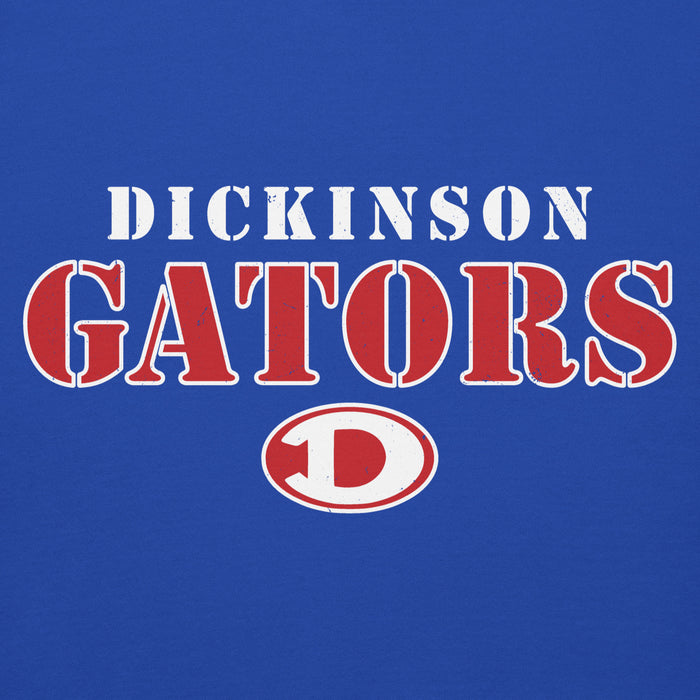 Close-up view of Dickinson High School Gators Royal Blue Premium Unisex Hoodie 017