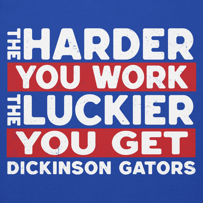 Close-up view of Dickinson High School Gators Royal Blue Premium Unisex Hoodie 238