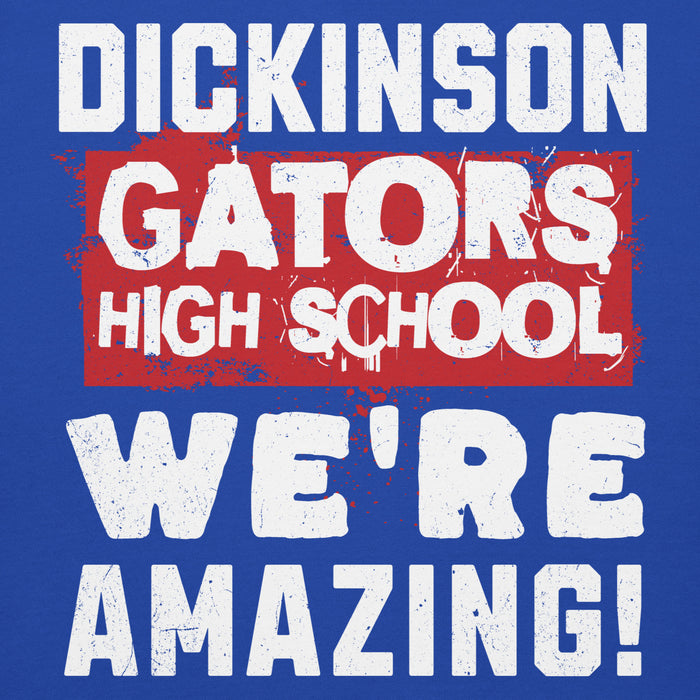 Close-up view of Dickinson High School Gators Royal Blue Premium Unisex Hoodie 231