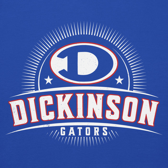Close-up view of Dickinson High School Gators Royal Blue Premium Unisex Hoodie 221