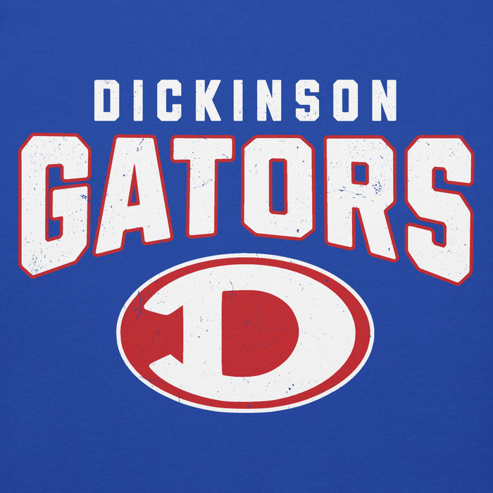 Close-up view of Dickinson High School Gators Royal Blue Premium Unisex Hoodie 234