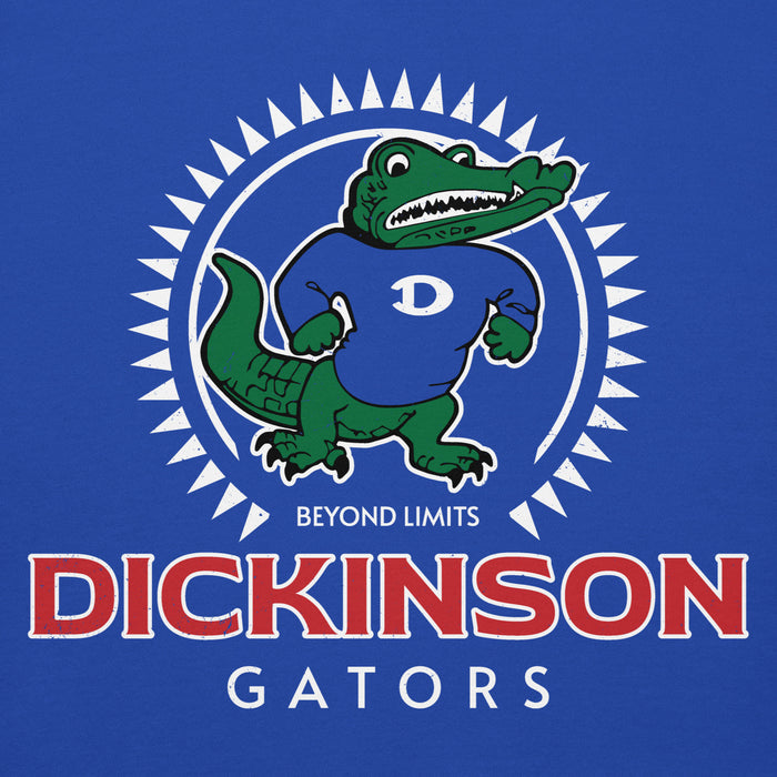 Close-up view of Dickinson High School Gators Royal Blue Premium Unisex Hoodie 226