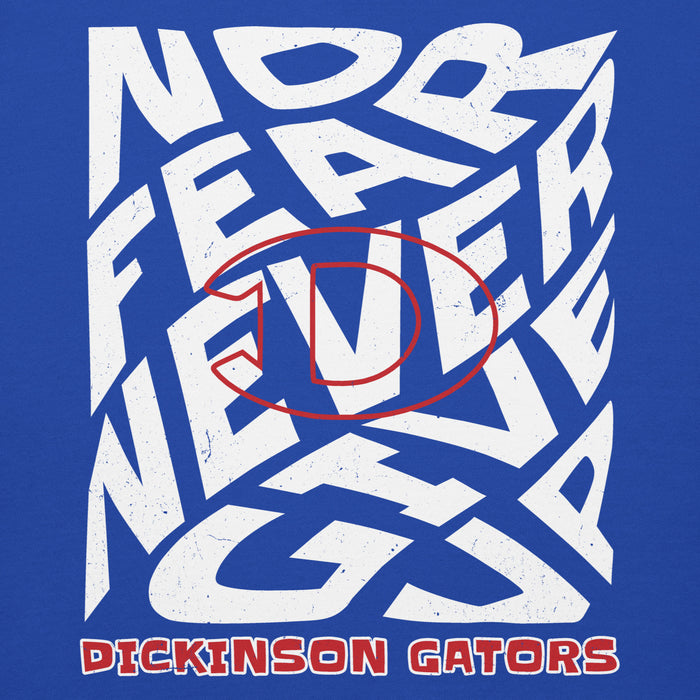 Close-up view of Dickinson High School Gators Royal Blue Premium Unisex Hoodie 236