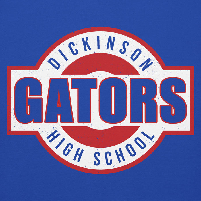 Close-up view of Dickinson High School Gators Royal Blue Premium Unisex Hoodie 011
