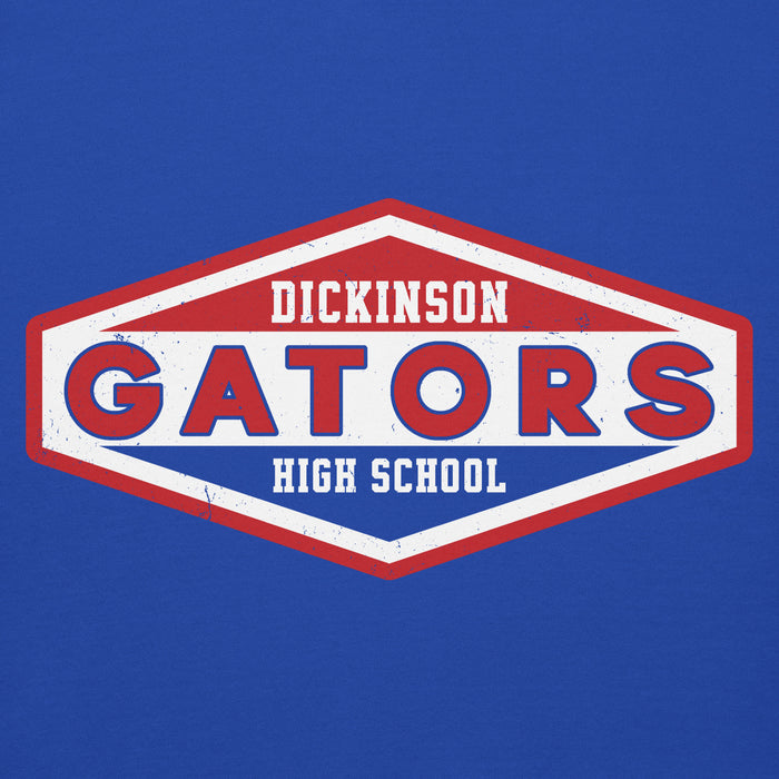 Close-up view of Dickinson High School Gators Royal Blue Premium Unisex Hoodie 009
