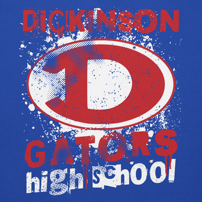 Close-up view of Dickinson High School Gators Royal Blue Premium Unisex Hoodie 205
