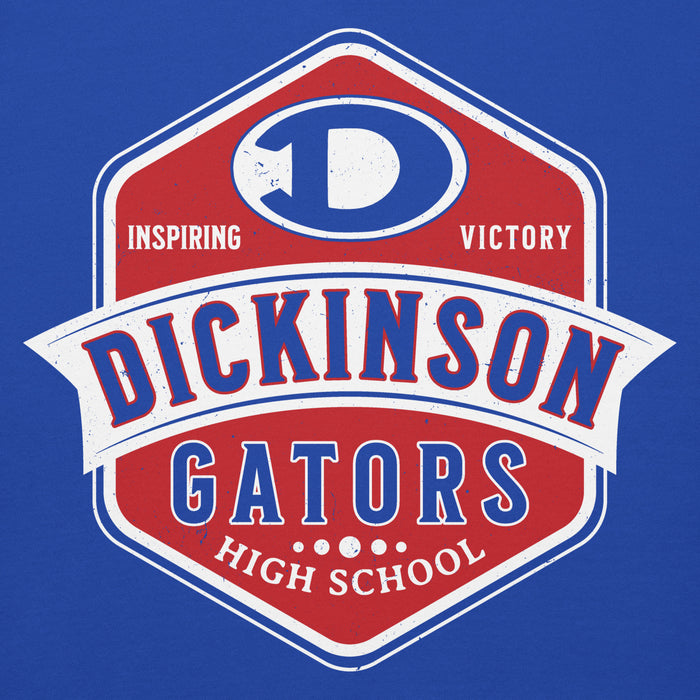 Close-up view of Dickinson High School Gators Royal Blue Premium Unisex Hoodie 209